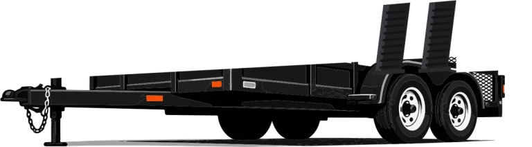 Equipment trailer with two stand-up loading ramps at the rear